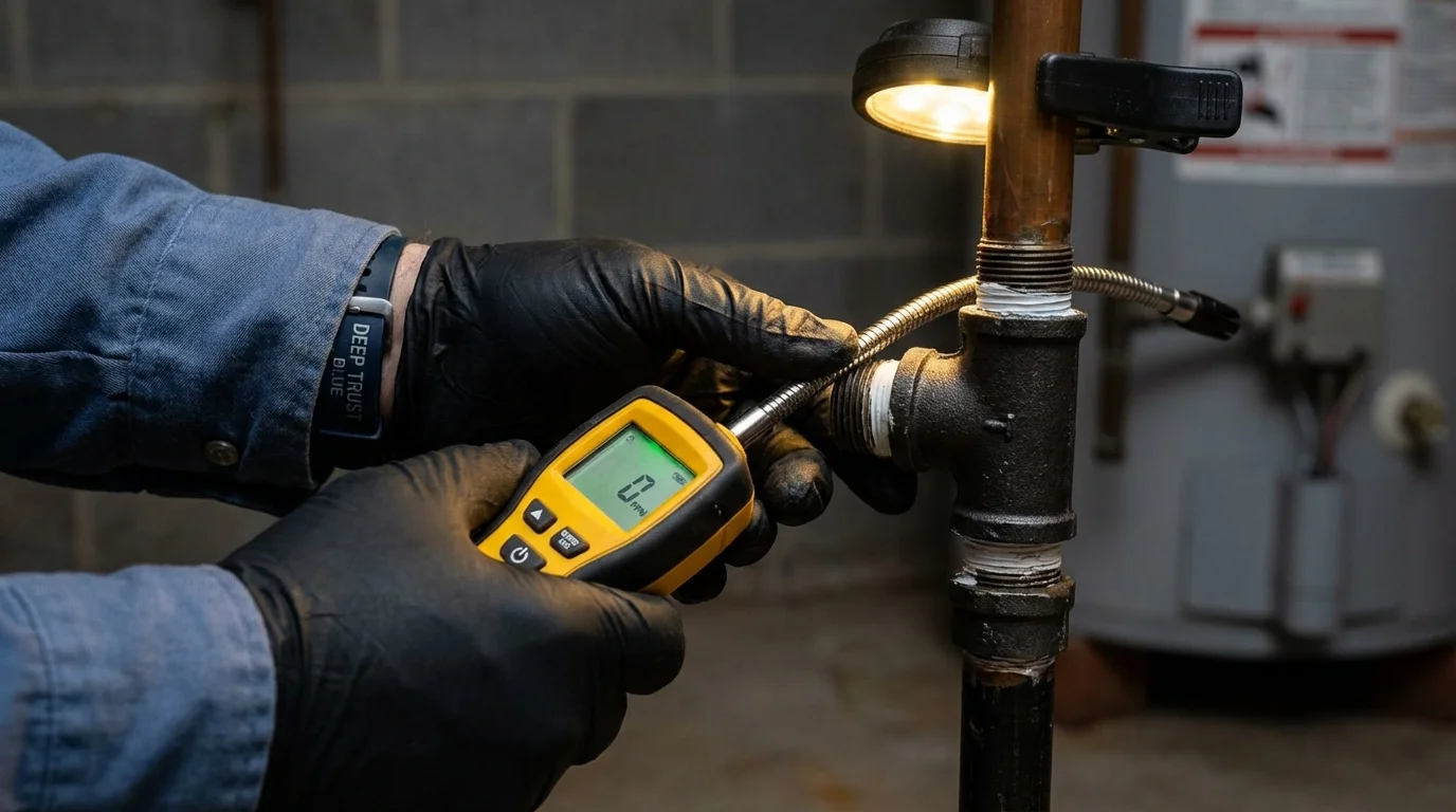 Gas leak detection with electronic sniffer by Johns Plumbing LLC in Estacada