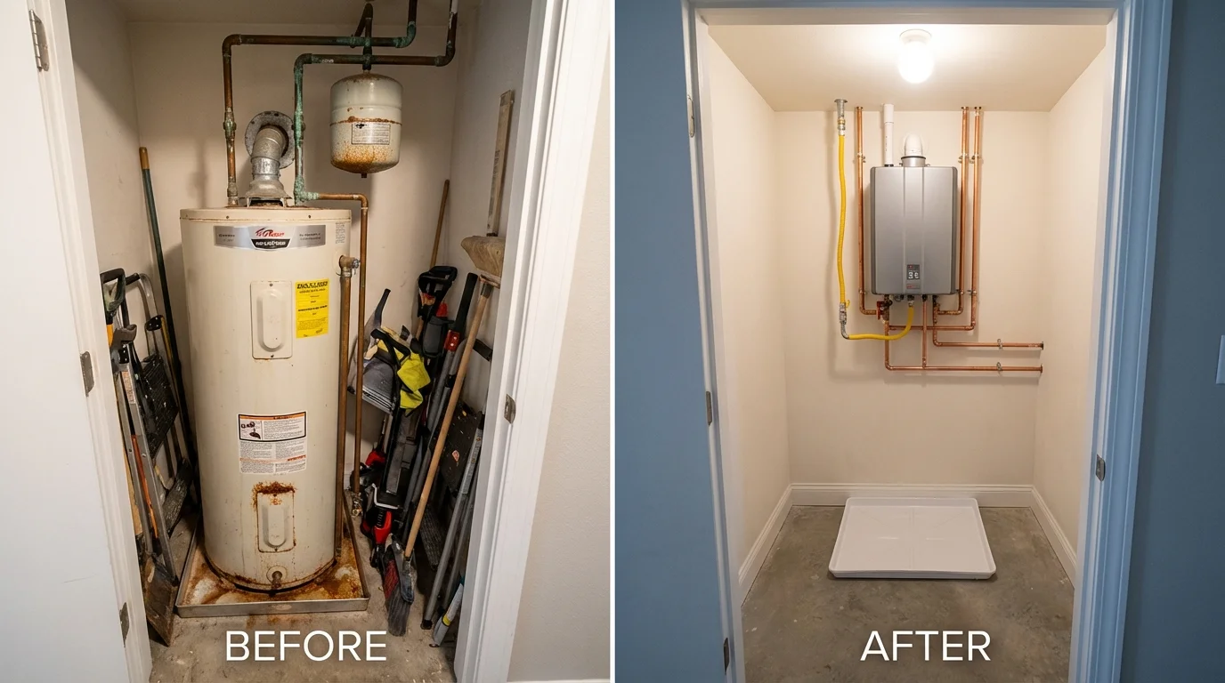 Tank water heater versus wall-mounted tankless unit comparison for Estacada, OR homeowners